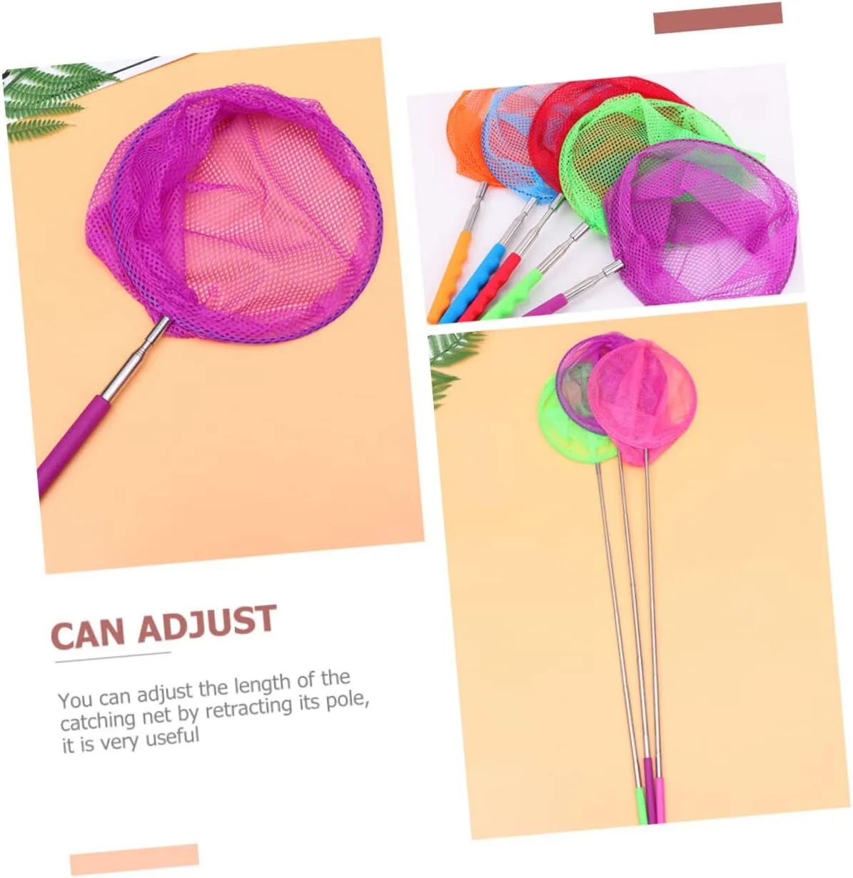 2sets Multi-use Kids Fishing Nets Retractable Outdoor Toys Sturdy 3pcs*2 Random Color