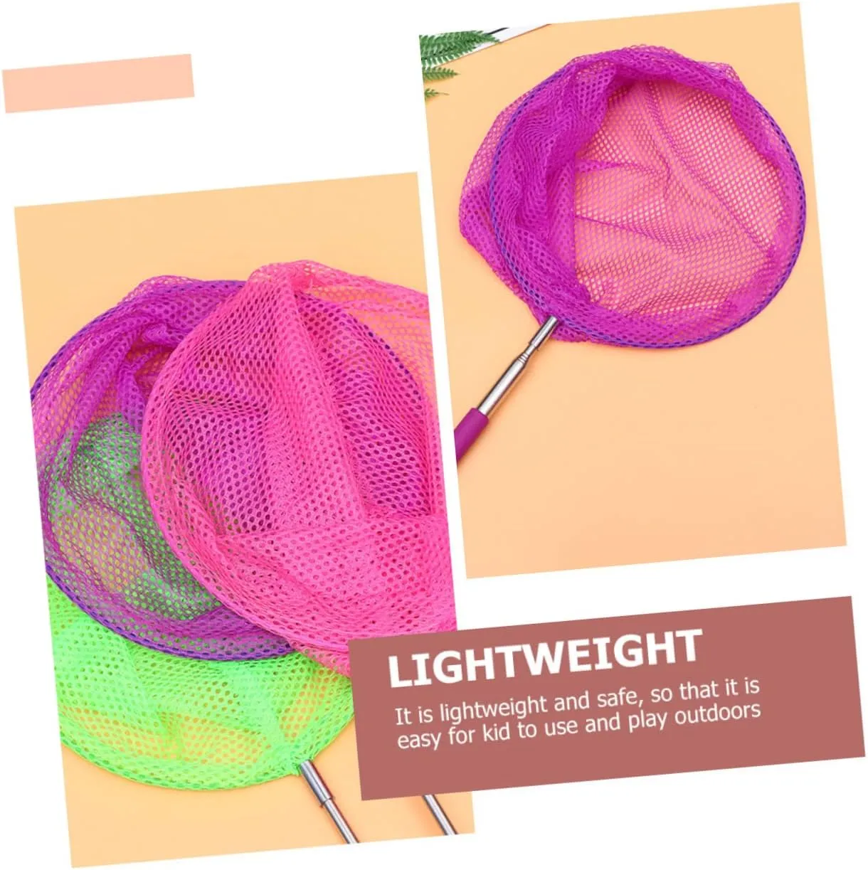 2sets Multi-use Kids Fishing Nets Retractable Outdoor Toys Sturdy 3pcs*2 Random Color