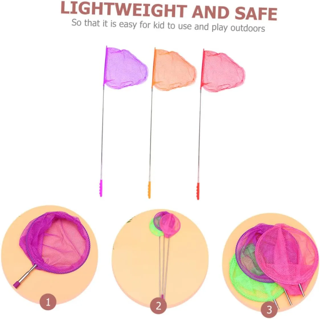2sets Multi-use Kids Fishing Nets Retractable Outdoor Toys Sturdy 3pcs*2 Random Color