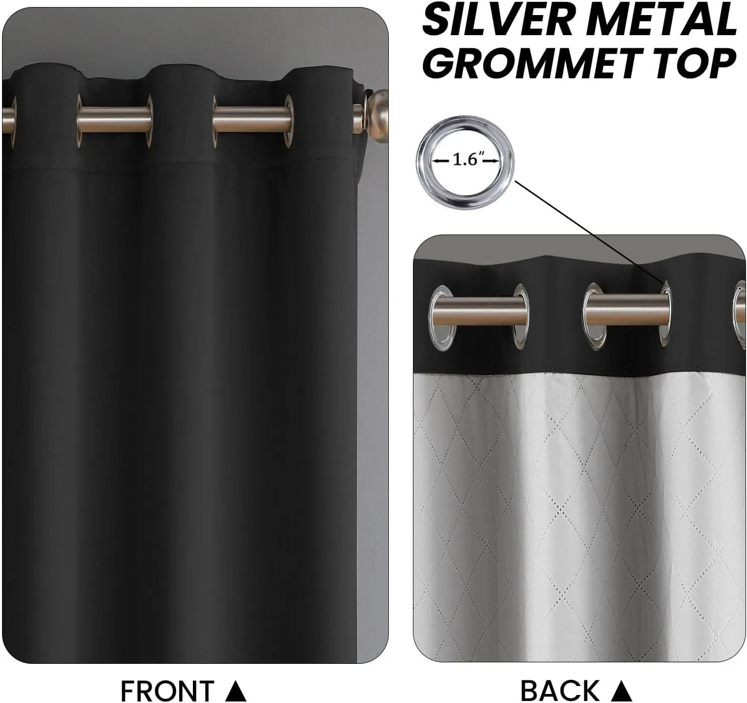 3-In-1 Thermal Curtains Insulated Blackout with Liner - Soundproof Curtain Noise Cancelling - Thick Heavy Insulating Window Drapes Heat Blocking for Living Room Bedroom 108 Inch Length 1 Panel Set
