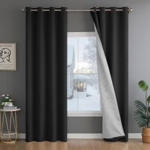 3-In-1 Thermal Curtains Insulated Blackout with Liner - Soundproof Curtain Noise Cancelling - Thick Heavy Insulating Window Drapes Heat Blocking for Living Room Bedroom 108 Inch Length 1 Panel Set