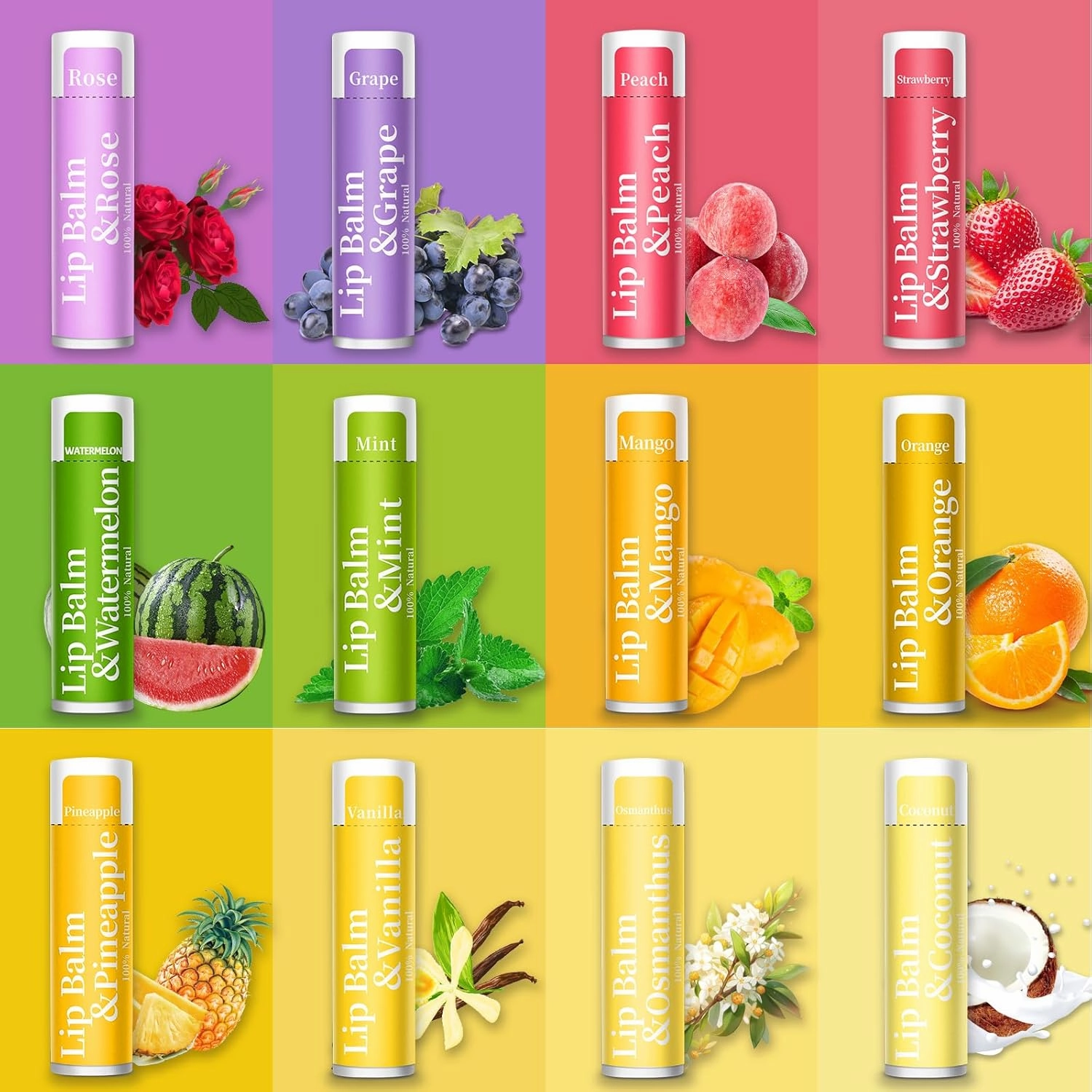 320 Pcs Lip Balm Bulk, 12 Flavored Pack of Lip Balms Natural Lip Balms Pack, Moisturising Organic Lip Balm Set for Cracked Lips, Bulk Gifts Stocking Stuffers Party Favors(4.2g/0.15oz)