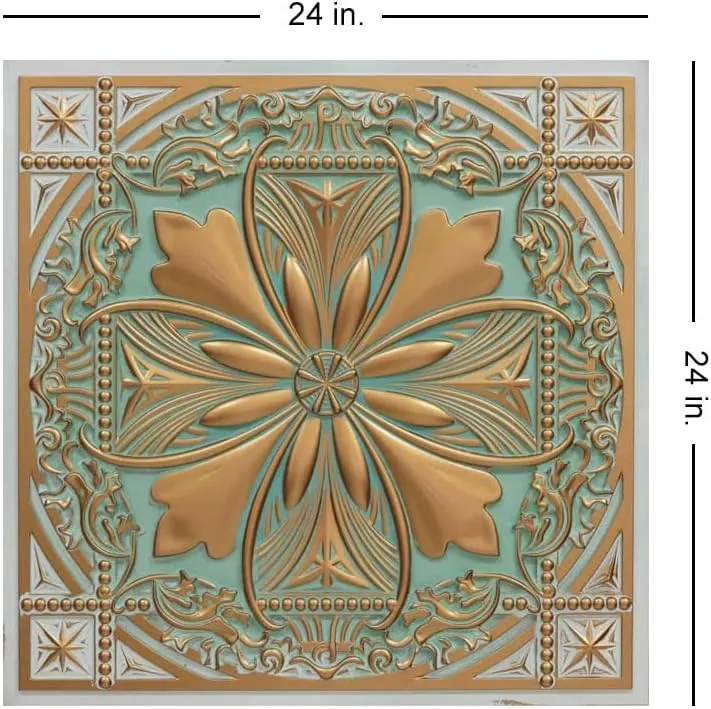 337arg-24x24-10 Helena PVC 2' x 2' Lay-in or Glue-up Ceiling Tile (Covers / 40 sq.ft), Arabian Green, 10