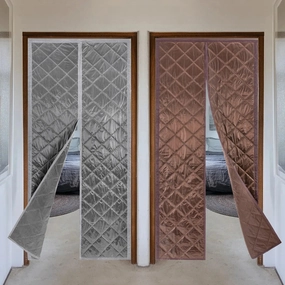 34*82/38*84/40*84 Inch Magnetic Thermal Insulated Door Curtain Waterproof Door Insulation Curtain Center Opening Doorway Curtain