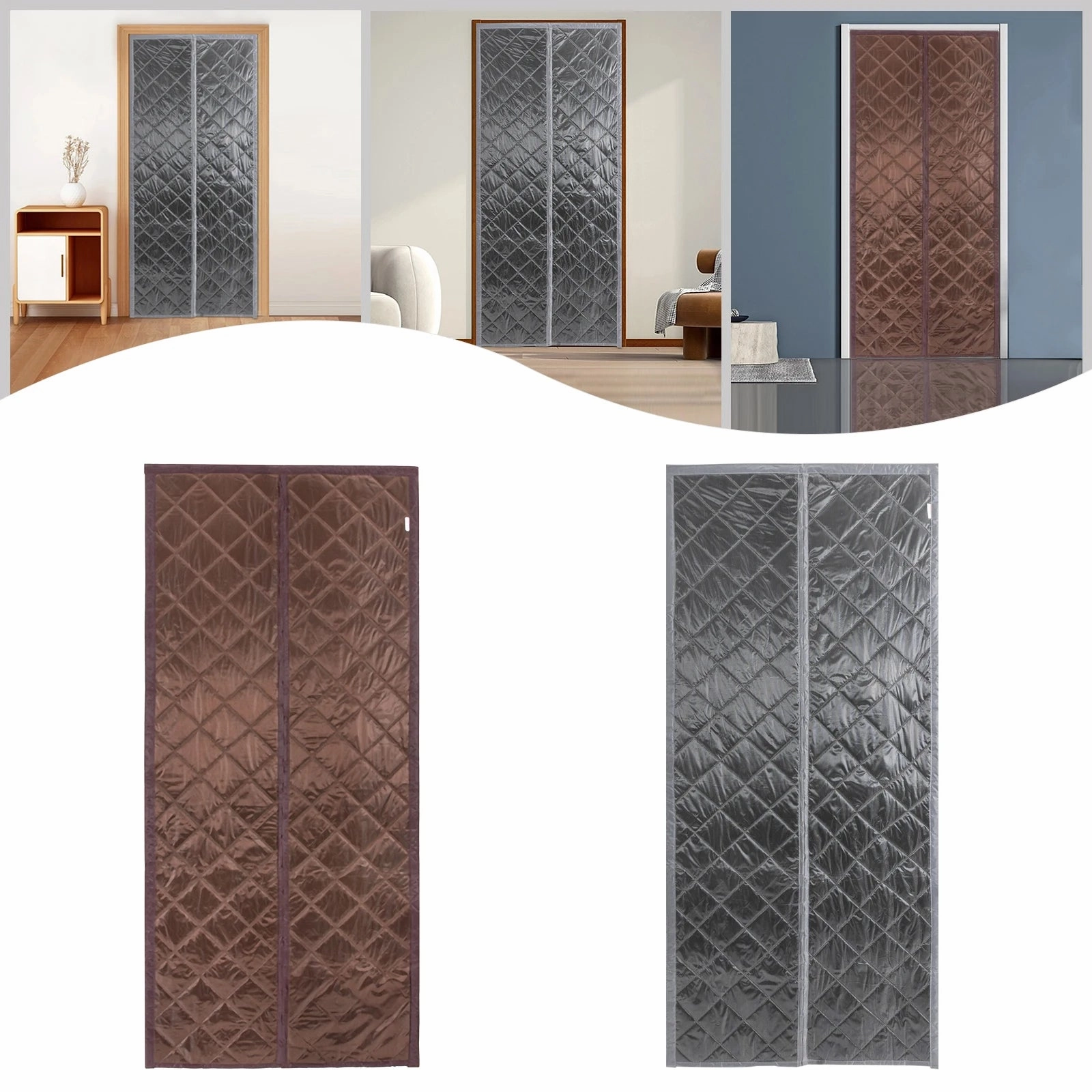 34*82/38*84/40*84 Inch Magnetic Thermal Insulated Door Curtain Waterproof Door Insulation Curtain Center Opening Doorway Curtain