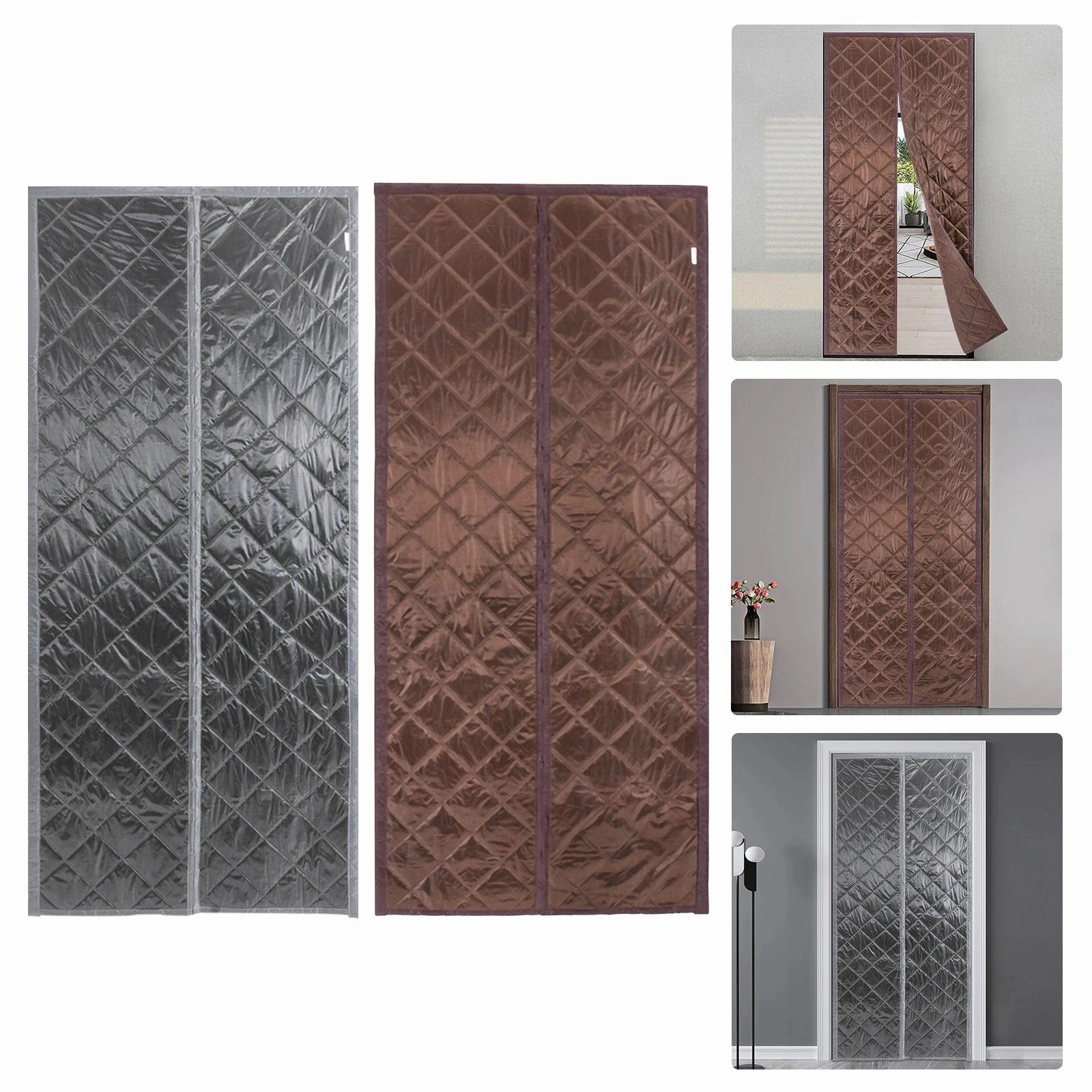 34*82/38*84/40*84 Inch Magnetic Thermal Insulated Door Curtain Waterproof Door Insulation Curtain Center Opening Doorway Curtain