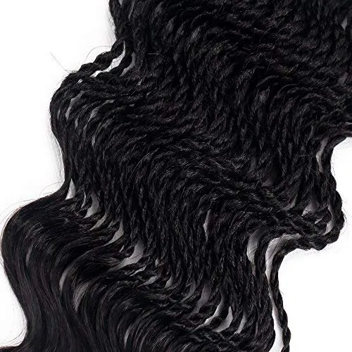 35Strands/Pack Wavy Senegalese Twist Crochet Braids 6packs/lot 14Inch Synthetic Senegalese Crochet Hair Curly Twist Braiding Hair (14 Inch, 1B#)