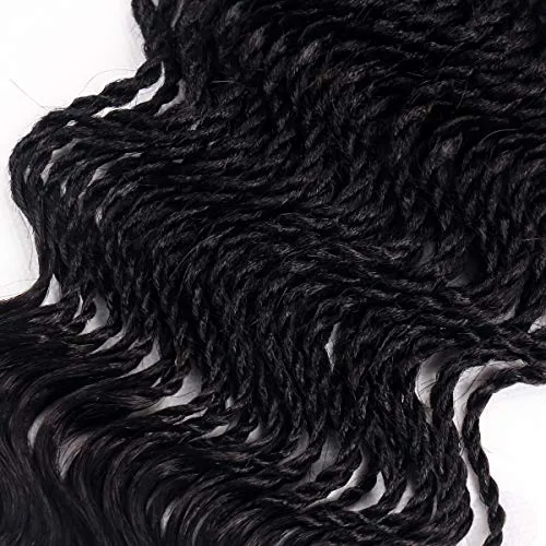 35Strands/Pack Wavy Senegalese Twist Crochet Braids 6packs/lot 14Inch Synthetic Senegalese Crochet Hair Curly Twist Braiding Hair (14 Inch, 1B#)