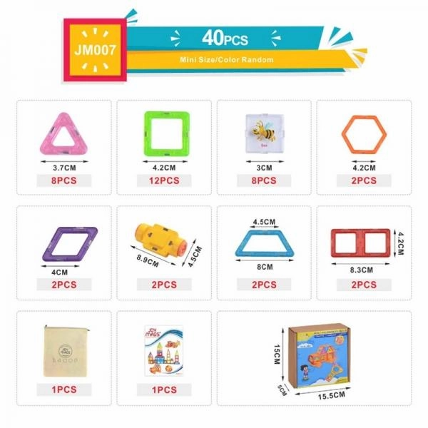 38pcs Colorful Intelligent Educational DIY 3D Magnetic Toy Building Pieces Construction Building Blocks Toys