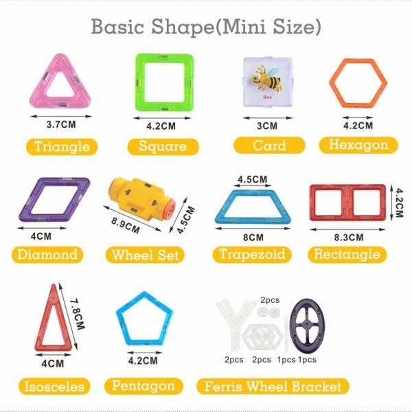 38pcs Colorful Intelligent Educational DIY 3D Magnetic Toy Building Pieces Construction Building Blocks Toys