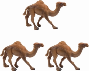 3 Pcs Realistic Camel Figurines - Educational Wildlife Stationary Adornment for Kids - Khaki Decor - Perfect for Play and Learning