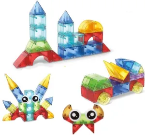 3D Geometry Magnetic Building Blocks for Kids, 32PCS Beginner Creative Construction Magnetic Tiles Toys, Simple Magnetic Building Construction Educational STEM for children 36 months and older