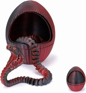 3D Printed Snake Egg, 3D Printed Fidget Animals,3D Crystal Snake Flexible Joints Home Decor Executive Desk Toys,Home Office Decor Executive Desk Toys for Autism/ADHD (Black Egg)