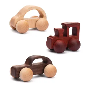 3PCS Wooden Baby Toys,Baby Grasping Toys Push Car Toys Montessori Toys Wooden Toy Vehicles,#1