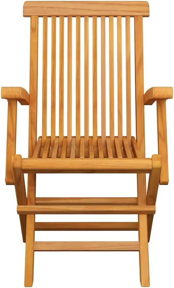 4-Piece Solid Teak Wood Folding Patio Chairs with Taupe Cushions, Outdoor Furniture Set for Garden Terrace Beach Camping, Lightweight Foldable Chairs with Armrests