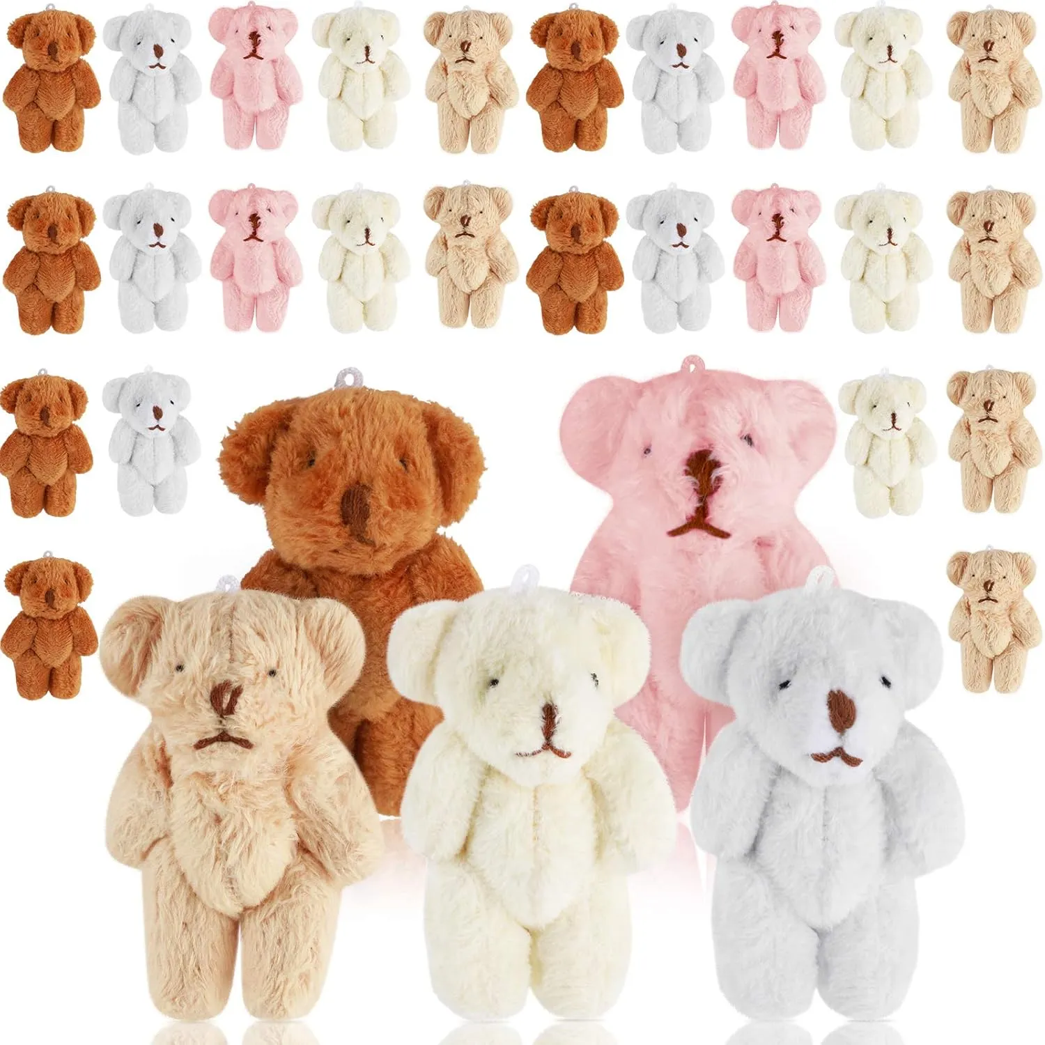 40 Pcs Mini Bear Toy Stuffed Tiny Bear Jointed Bear Soft Bear Keychain Mini Bear Stuffed Animal Small Plush Bears Tiny Bear Doll for Valentine’Day Bag Charm DIY Accessory(Cute Style, 6 cm)