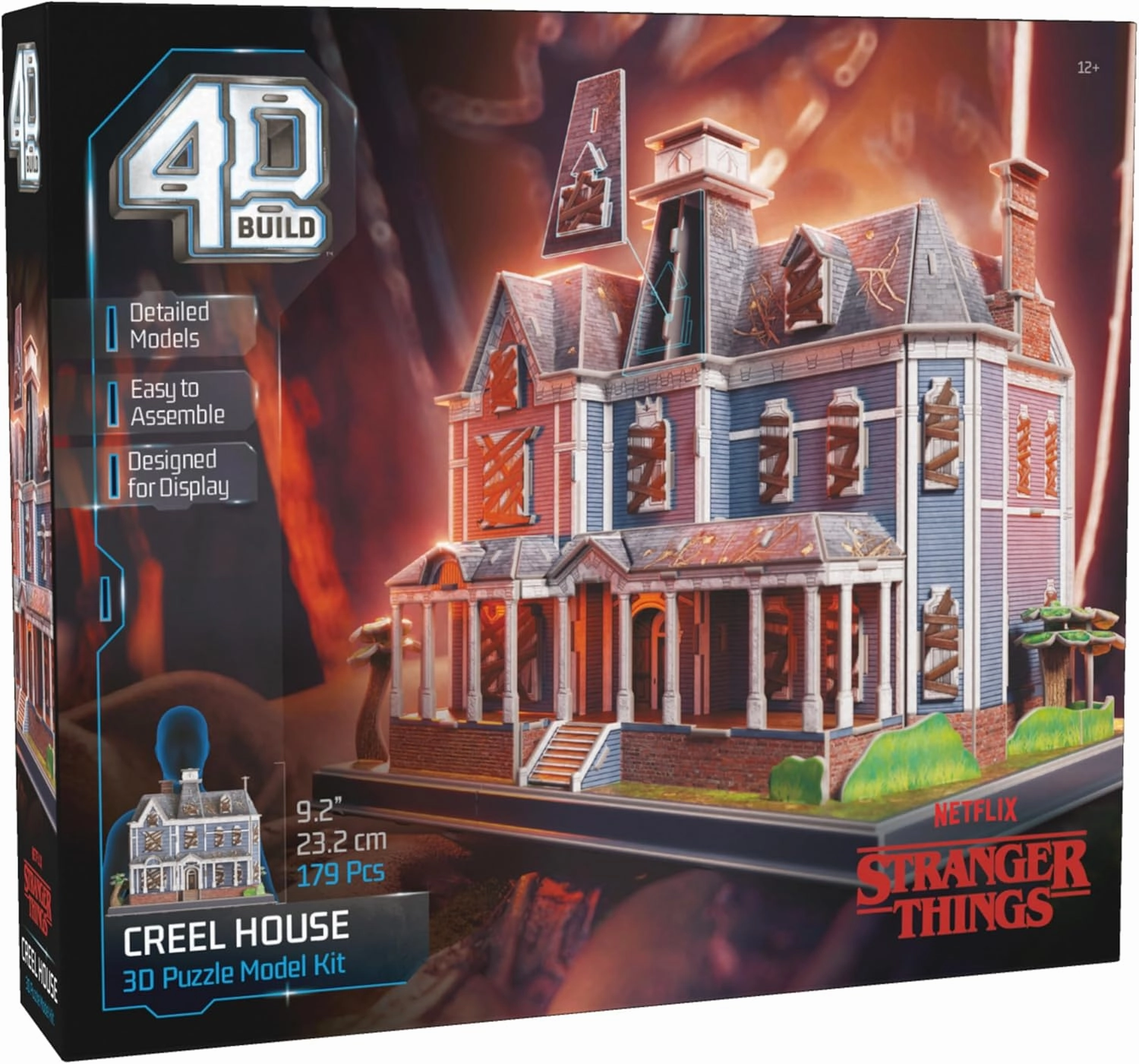 4D Build, Stranger Things Creel House 3D Model Kit with Stand, Stranger Things Collectibles & Desk Decor, Adult Puzzle, Building Toys, 3D Puzzles for Adults & Teens, 179 Pieces, for Ages 12 & Up