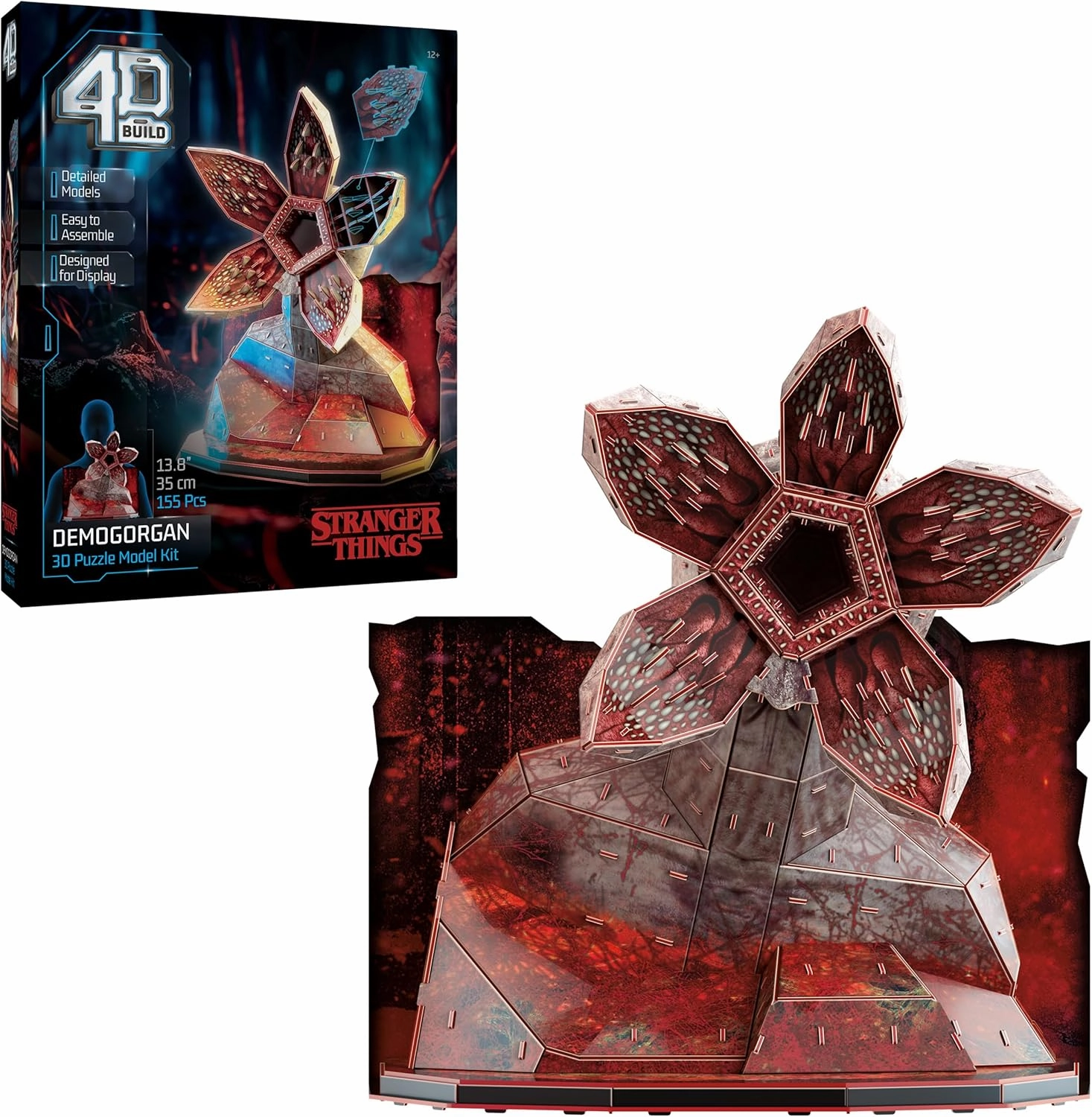 4D Build, Stranger Things Demogorgon 3D Model Kit with Stand, Stranger Things Collectibles & Desk Decor, Adult Puzzle, Building Toys, 3D Puzzles for Adults & Teens, 155 Pieces, for Ages 12 & Up