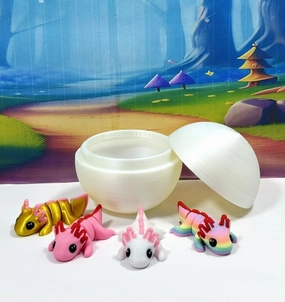 4pcs 3D Printed Articulated Mini Axolotl with Egg, Fidget Mini Axolotl Fidget Toy, Executive Desk Toy, Home Decor MA001