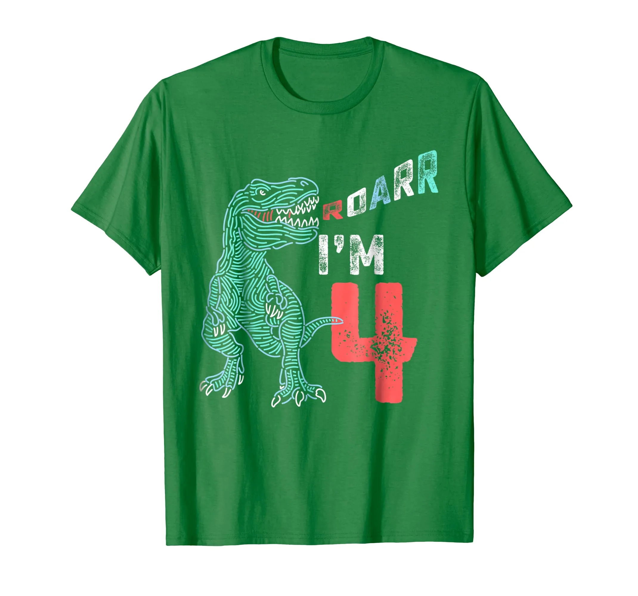 4th Birthday Shirt - Funny Four Year Old Boys Dinosaur Tees