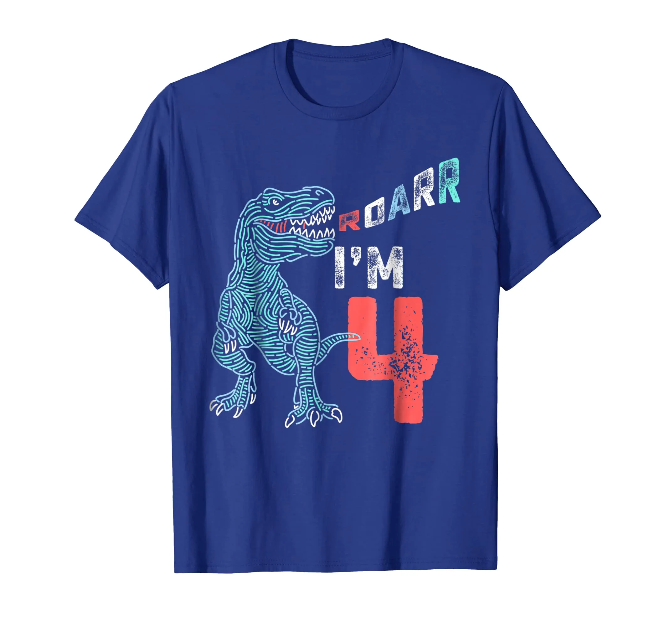 4th Birthday Shirt - Funny Four Year Old Boys Dinosaur Tees
