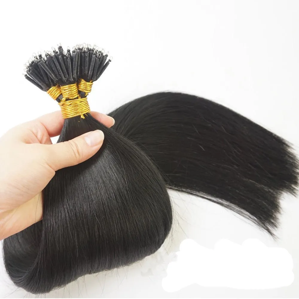 50 Strands Micro Nano Rings Hair Straight Double Drawn Remy Human Hair Extensions (22" 1.0g/s, 01 Dark Black)