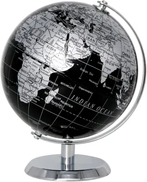5.5" World Globe Mini - Educational/Geographic/Modern Desktop Decoration - Stainless Steel Arc and Base - for School, Home, and Office