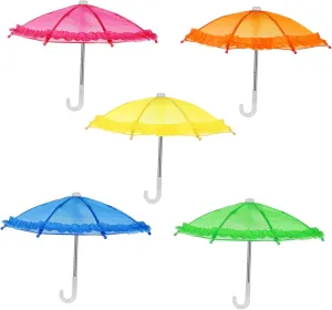 5pcs Mini Umbrella Cute Doll Photo Prop Toy Umbrellas for Boys and Girls Crafts Decorations Miniature Rainy Day Accessories for Dollhouses and Photography