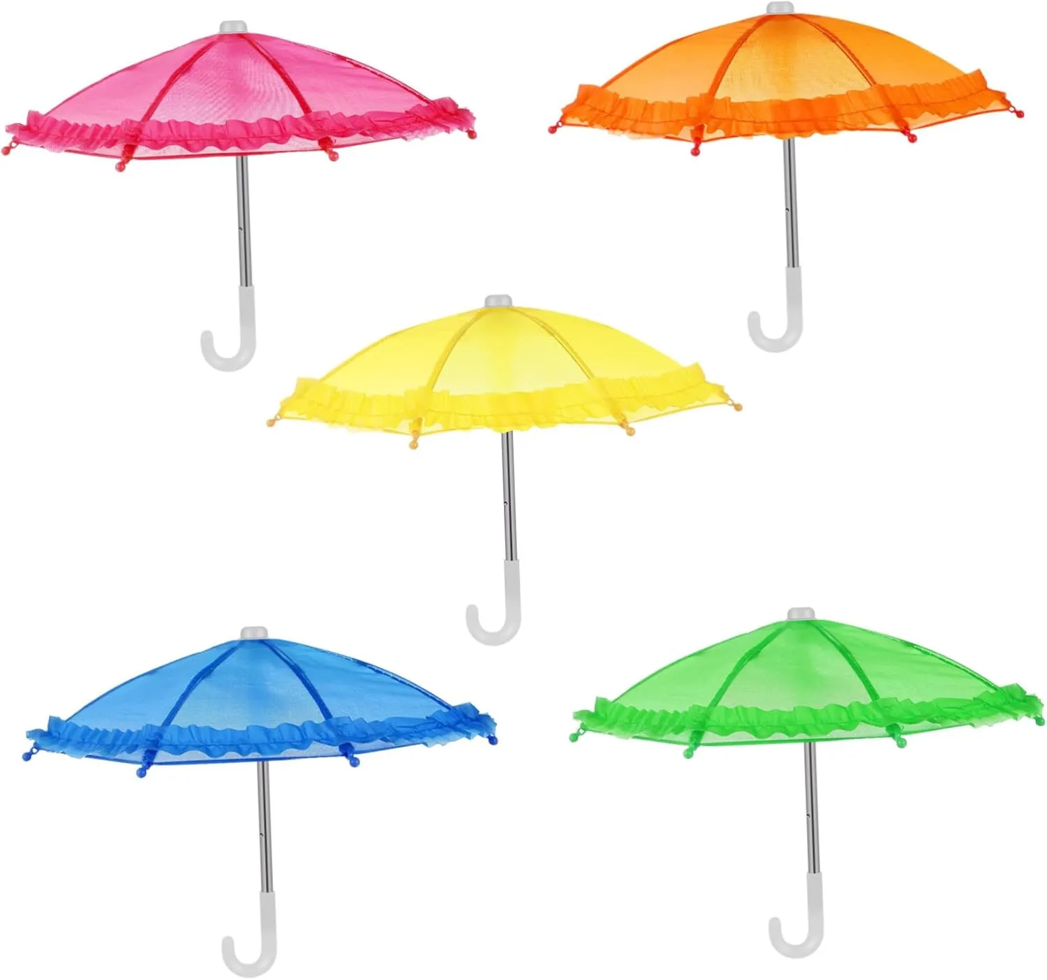 5pcs Miniature Doll Umbrella Toy Umbrellas for Boys and Girls Decorative Photo Props Cloth for Party Dollhouse Use