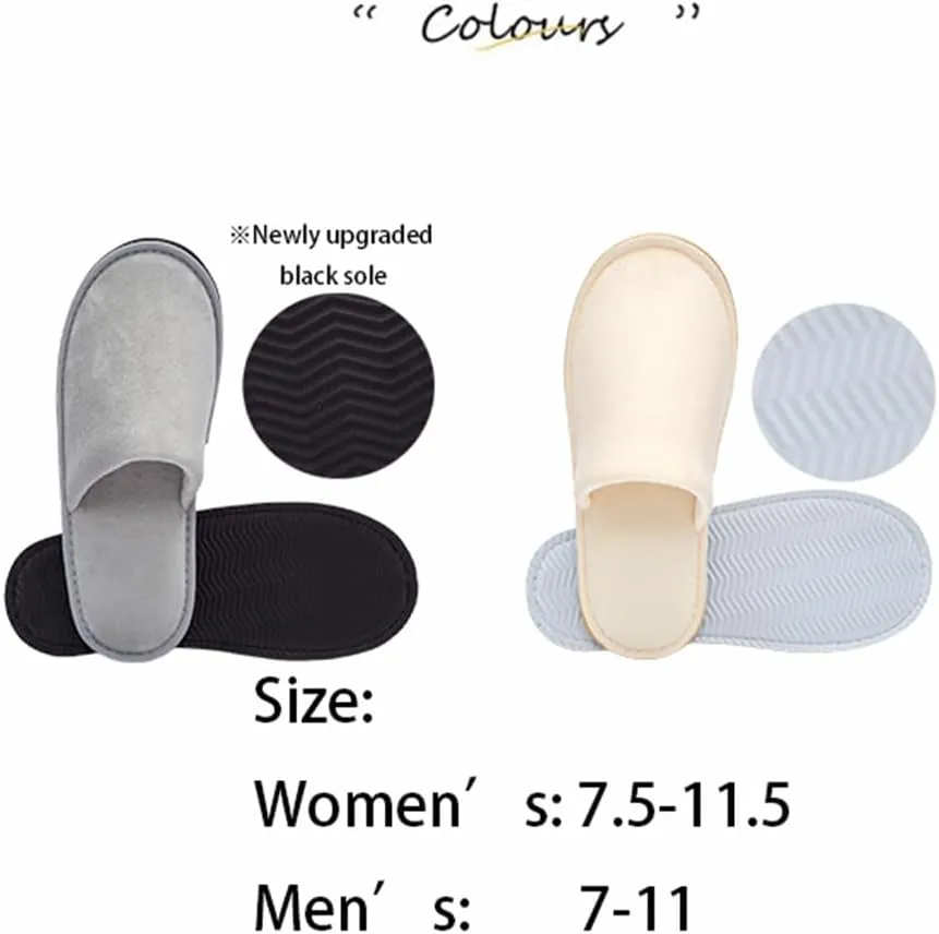 6 Pairs Spa Slippers for Guests, Disposable & Reusable Non-Slip Hotel Slippers with Storage Bag, Soft Cotton Guest Slippers for Women & Men, Non-Slip for Home, Gym, Bridal Party