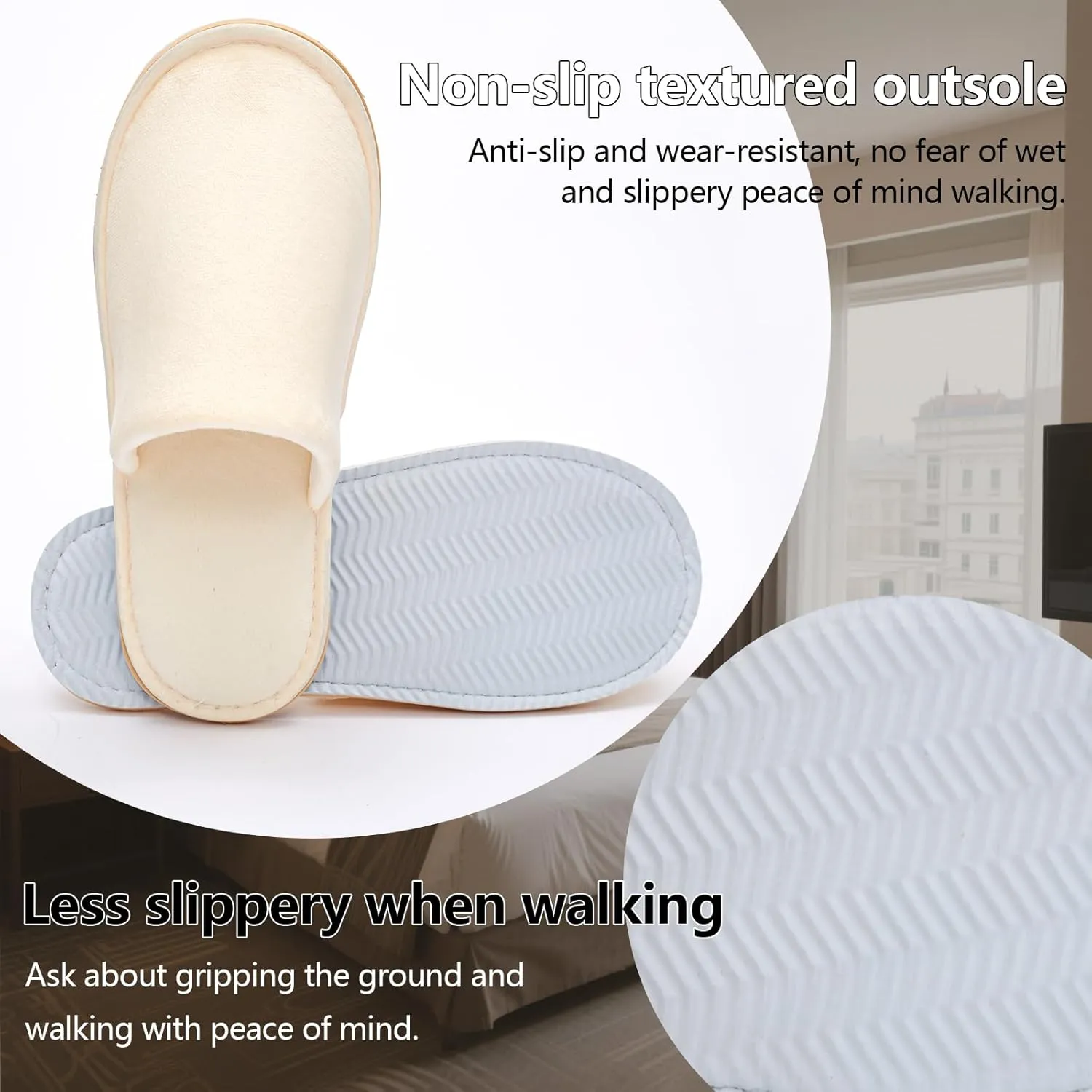 6 Pairs Spa Slippers for Guests, Disposable & Reusable Non-Slip Hotel Slippers with Storage Bag, Soft Cotton Guest Slippers for Women & Men, Non-Slip for Home, Gym, Bridal Party