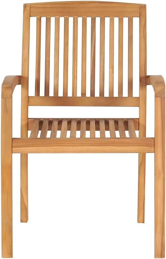 6-Piece Stackable Teak Wood Patio Chairs with Anthracite Cushions, Outdoor Dining Chairs Waterproof Hardwood Furniture for Poolside Garden Backyard