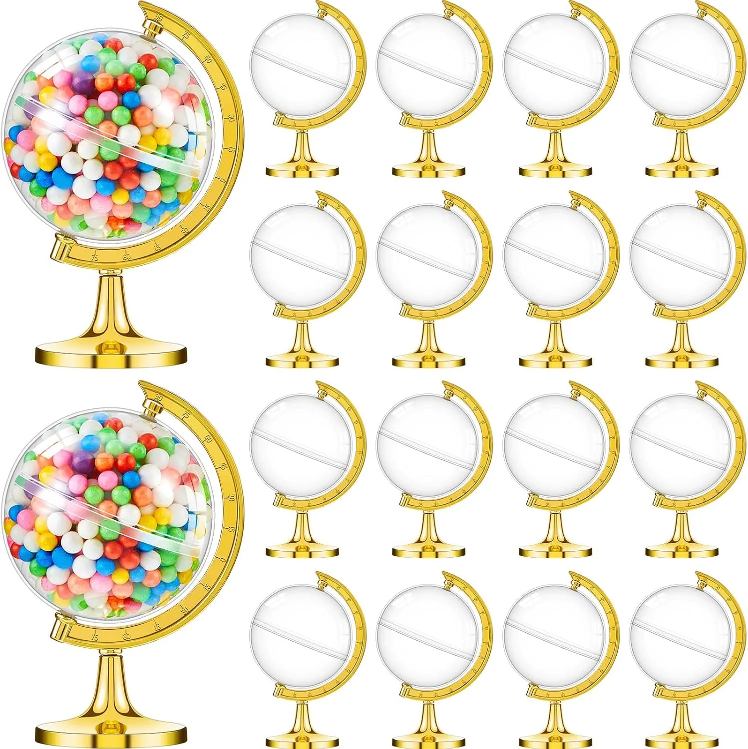 60 Pieces Mini Globe Candy Container Gold Globe Party Favors Containers Fillable Round Candy Jars Decorations for Wedding Bridal Shower Adventure Baby Shower Travel Party Favor