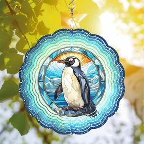 64memory Penguin Wind Spinner, Penguin Wind Spinner Hanging for Yard and Garden, Unique Gift Wind Spinner, 3D Hanging Wind Spinner Outdoor, Cute Swan Wind Spinner
