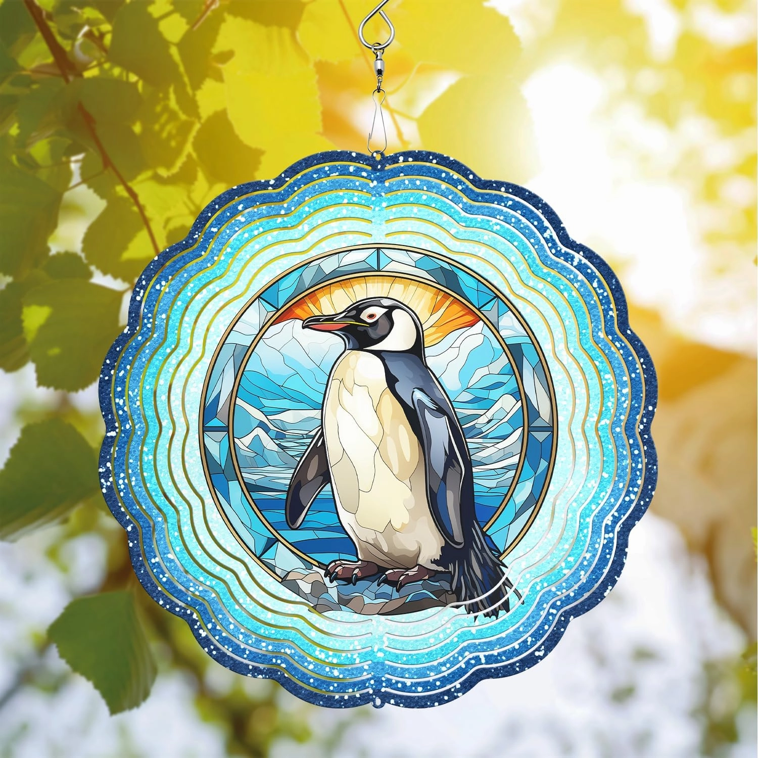 64memory Penguin Wind Spinner, Penguin Wind Spinner Hanging for Yard and Garden, Unique Gift Wind Spinner, 3D Hanging Wind Spinner Outdoor, Cute Swan Wind Spinner