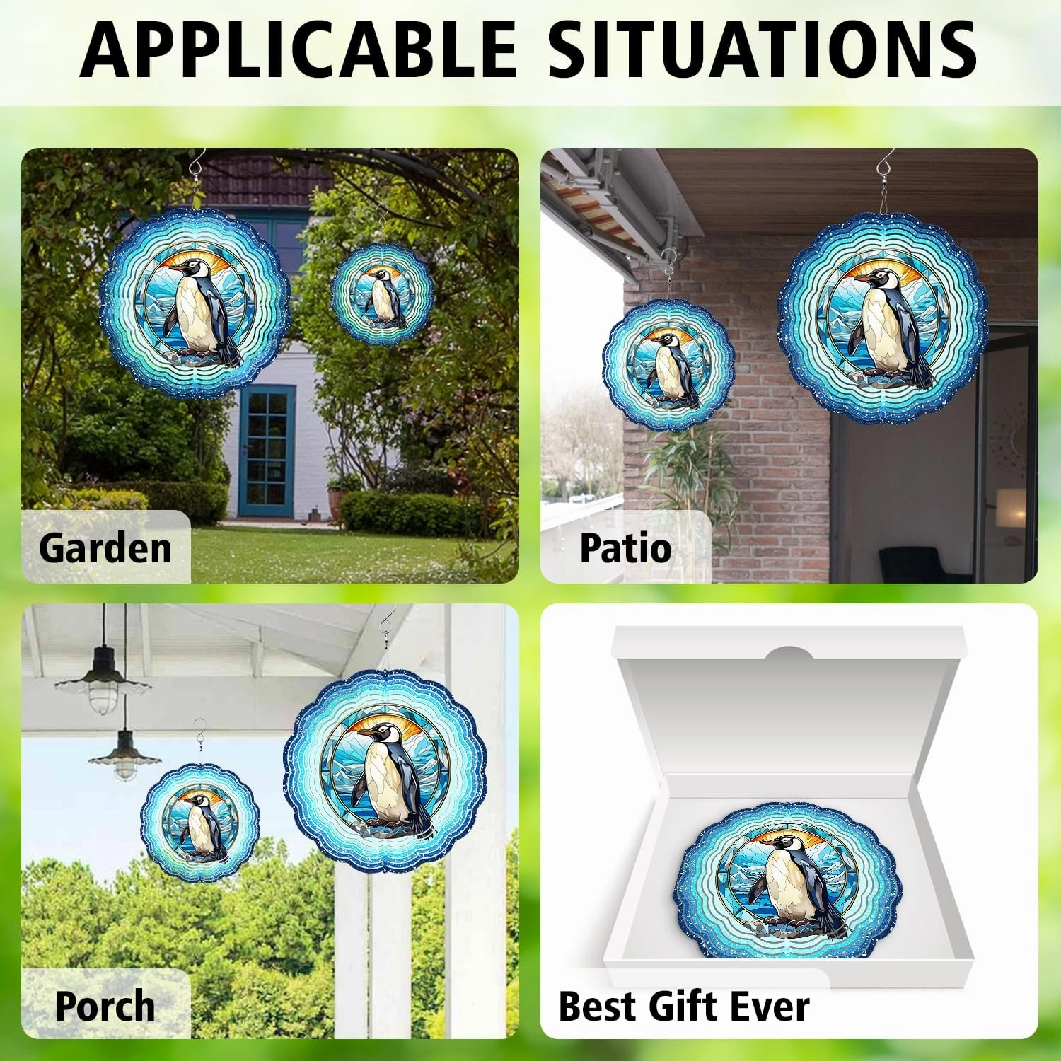64memory Penguin Wind Spinner, Penguin Wind Spinner Hanging for Yard and Garden, Unique Gift Wind Spinner, 3D Hanging Wind Spinner Outdoor, Cute Swan Wind Spinner