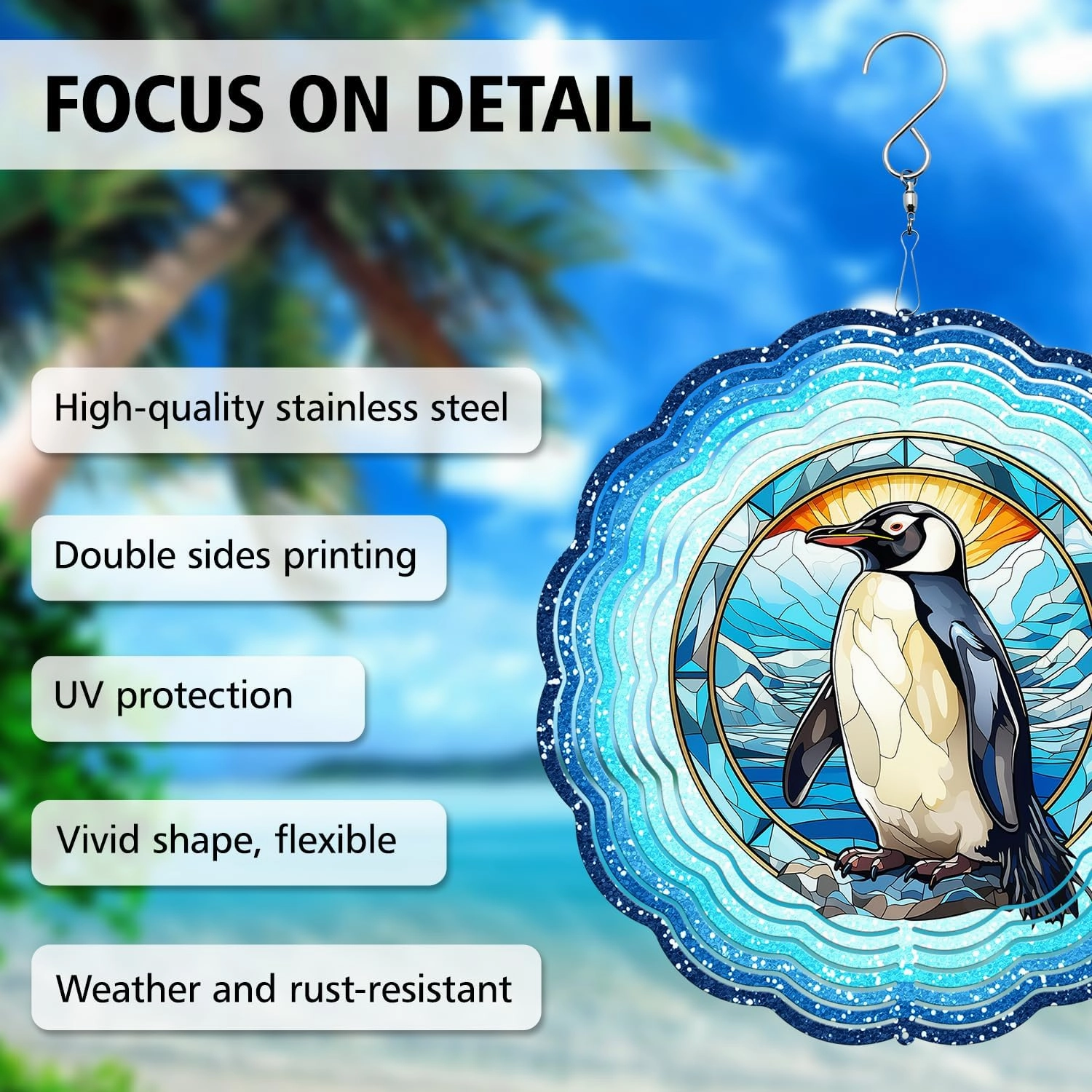 64memory Penguin Wind Spinner, Penguin Wind Spinner Hanging for Yard and Garden, Unique Gift Wind Spinner, 3D Hanging Wind Spinner Outdoor, Cute Swan Wind Spinner