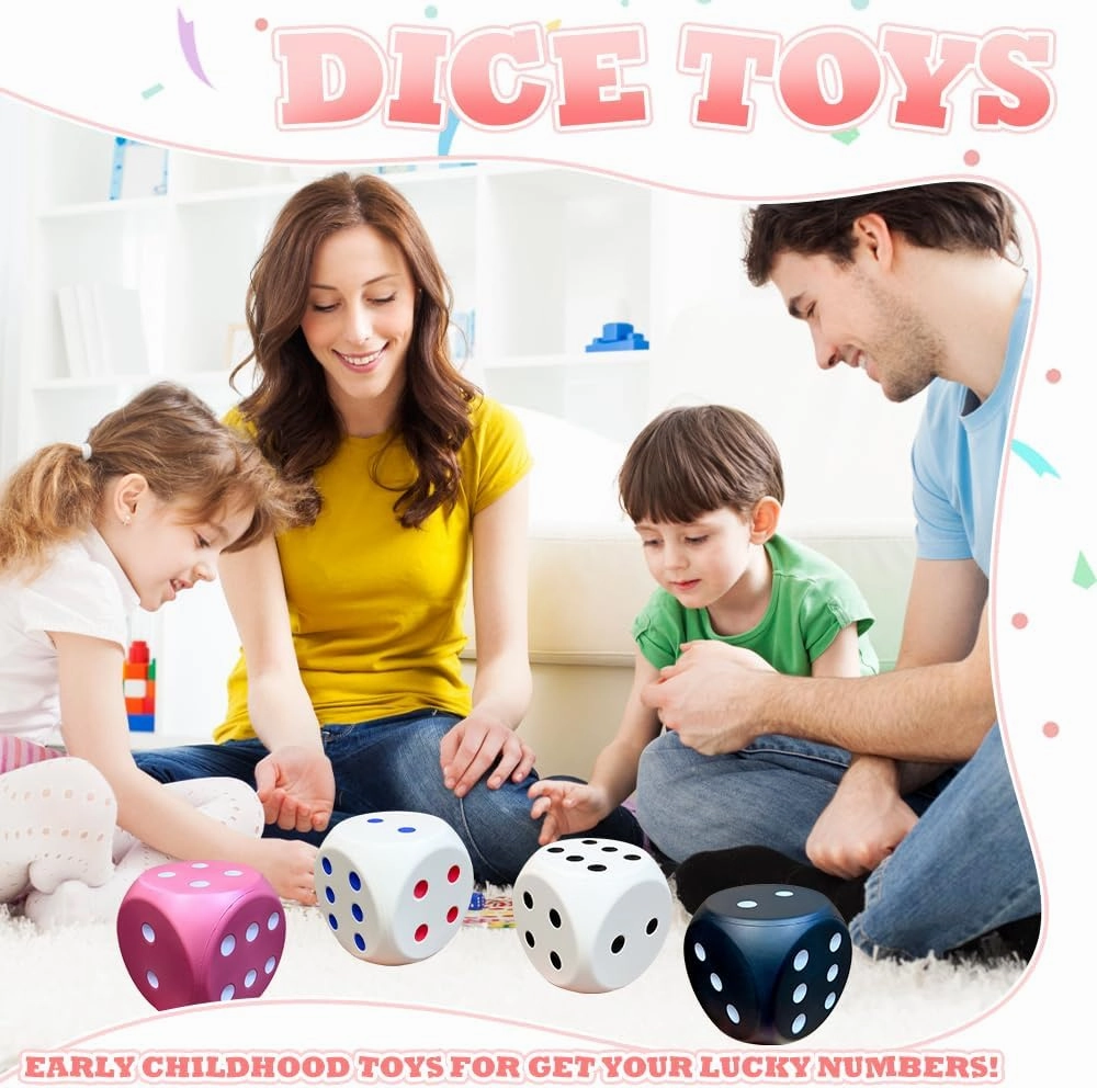 6 Inches Foam Dice Fun Filled Large Educational Toy Giant Dice Decorative Foam Jumbo Dice Big Square Building Blocks for Game Nights and Learning Sessions (Black)