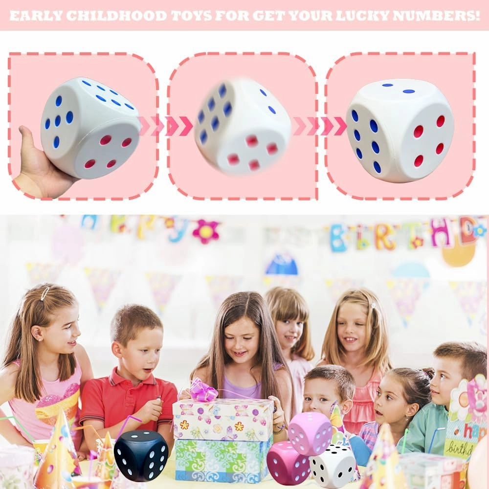 6 Inches Foam Dice Fun Filled Large Educational Toy Giant Dice Decorative Foam Jumbo Dice Big Square Building Blocks for Game Nights and Learning Sessions (Black)