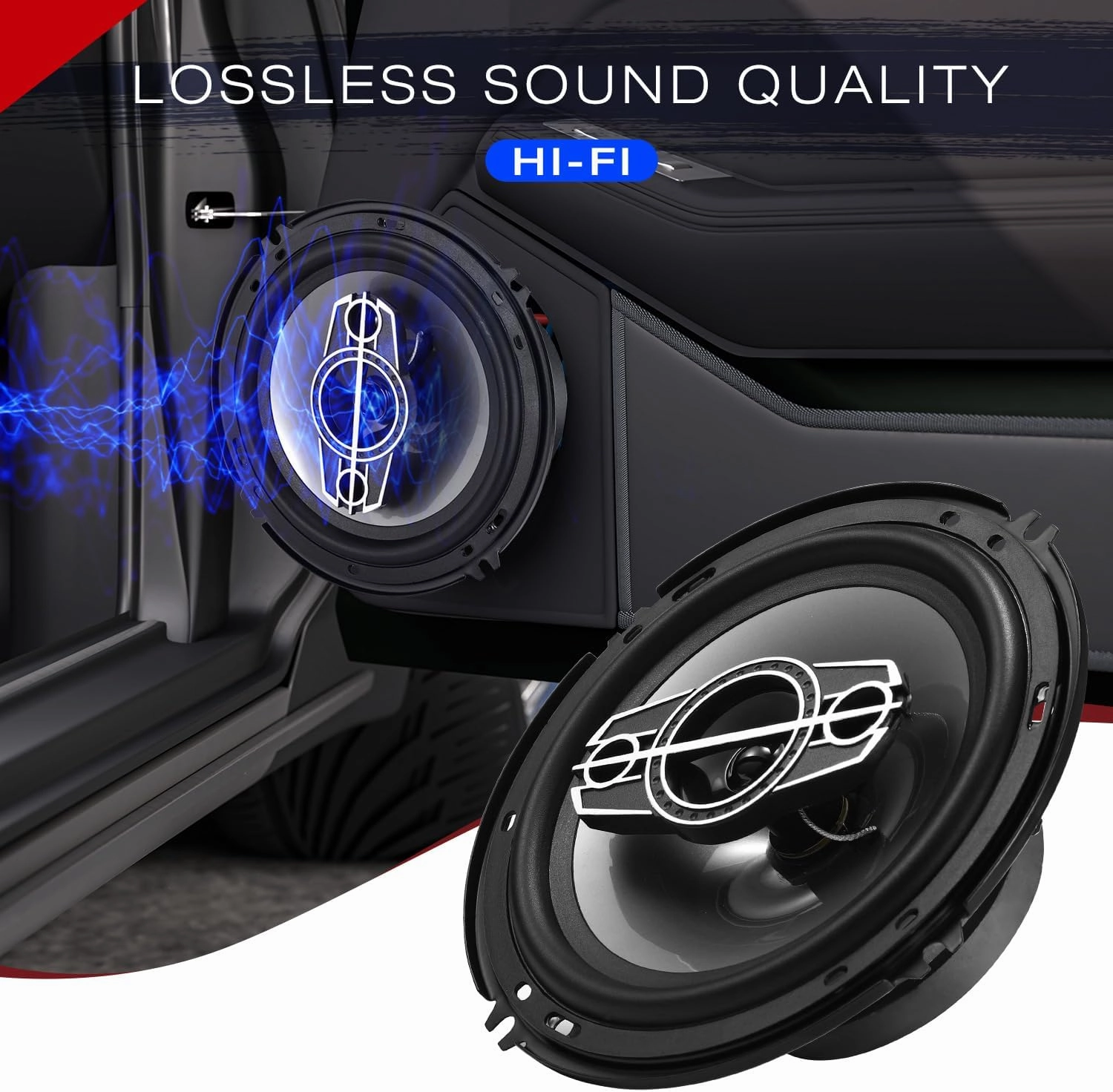 6" 4-Way Dome Tweeters Coaxial Car Speakers, 350 Watts Car Audio Speakers with PEI Dome Tweeters, 4 Ohm Vehicle Coaxial Speaker for Universal Car Stereo Speaker Replacement (Pair)