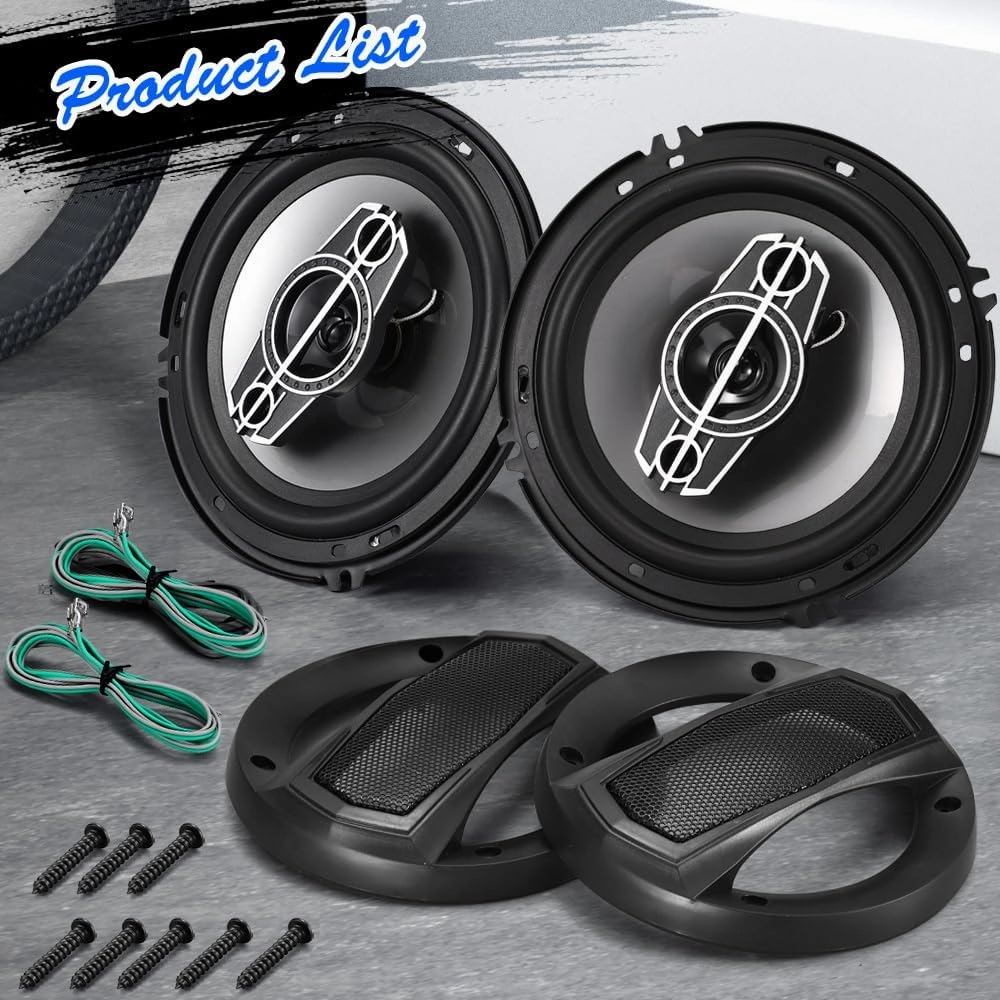 6" 4-Way Dome Tweeters Coaxial Car Speakers, 350 Watts Car Audio Speakers with PEI Dome Tweeters, 4 Ohm Vehicle Coaxial Speaker for Universal Car Stereo Speaker Replacement (Pair)