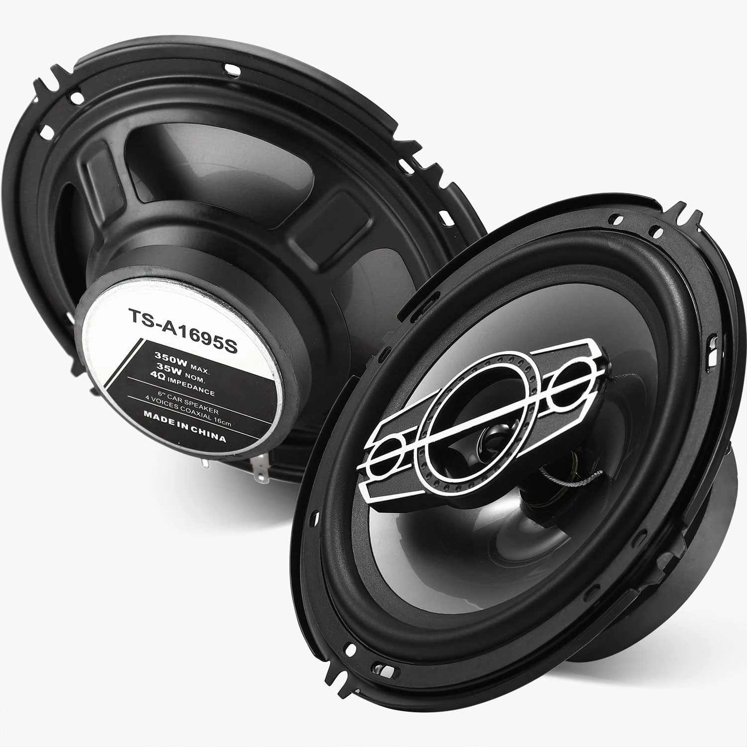 6" 4-Way Dome Tweeters Coaxial Car Speakers, 350 Watts Car Audio Speakers with PEI Dome Tweeters, 4 Ohm Vehicle Coaxial Speaker for Universal Car Stereo Speaker Replacement (Pair)