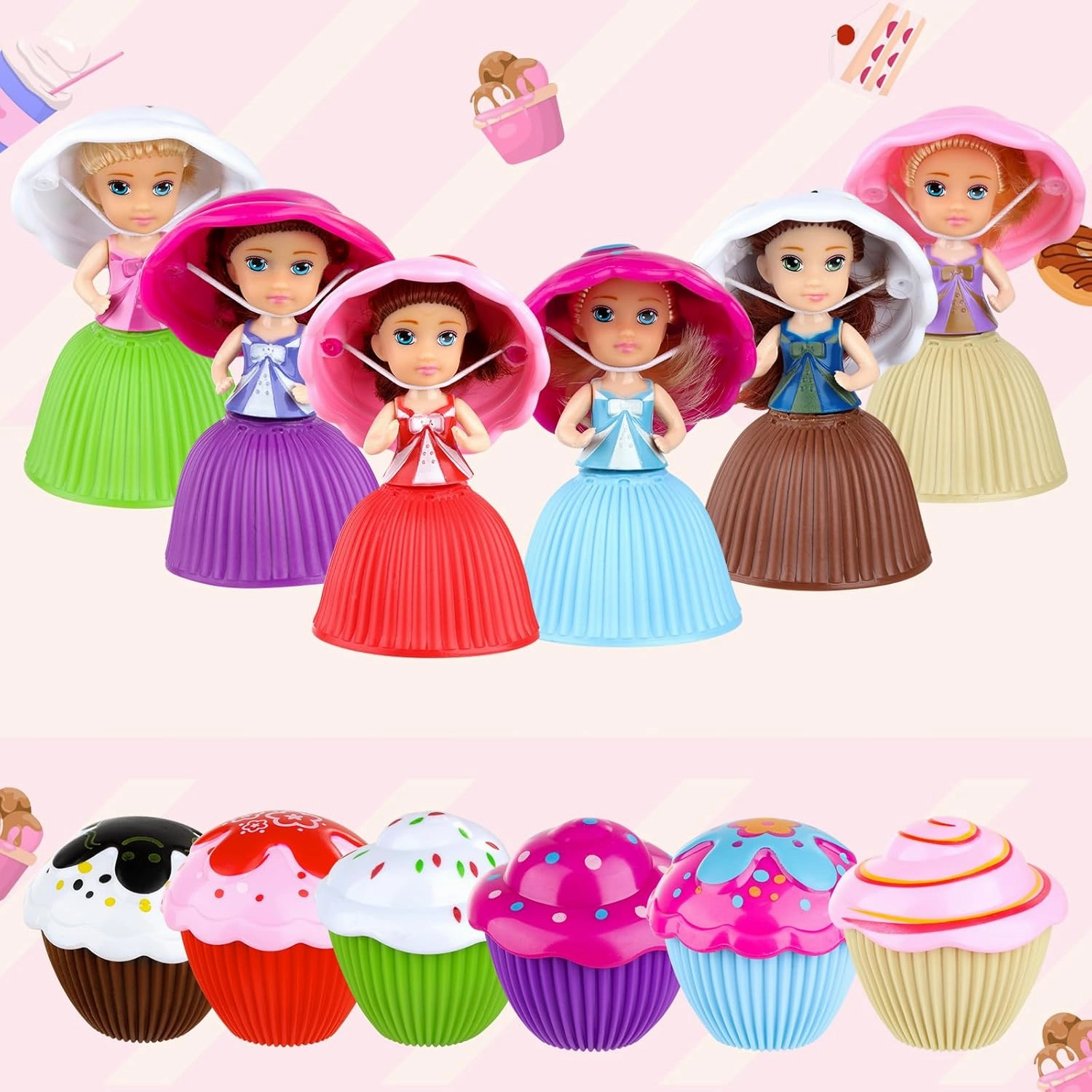 6PCS Mini Beautiful Cake Doll Toy,Surprise Transforming Scented Princess Dolls Gift Set for Children Kid Funny Game Gift for 3 Year Old Girls