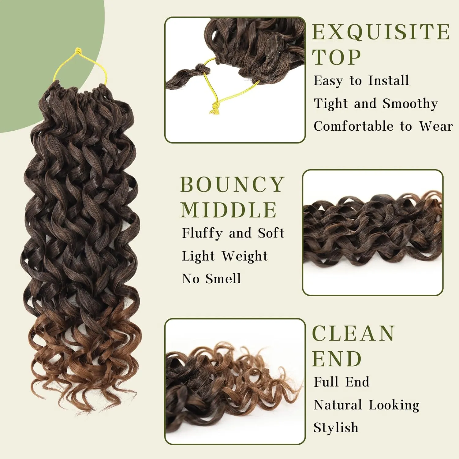 7 Packs Curly Crochet Hair for Black Women 14 Inch GOGO Curl Crochet Hair Deep Ocean Wave Synthetic Bohemian Crochet Braids (14 inch, T30)