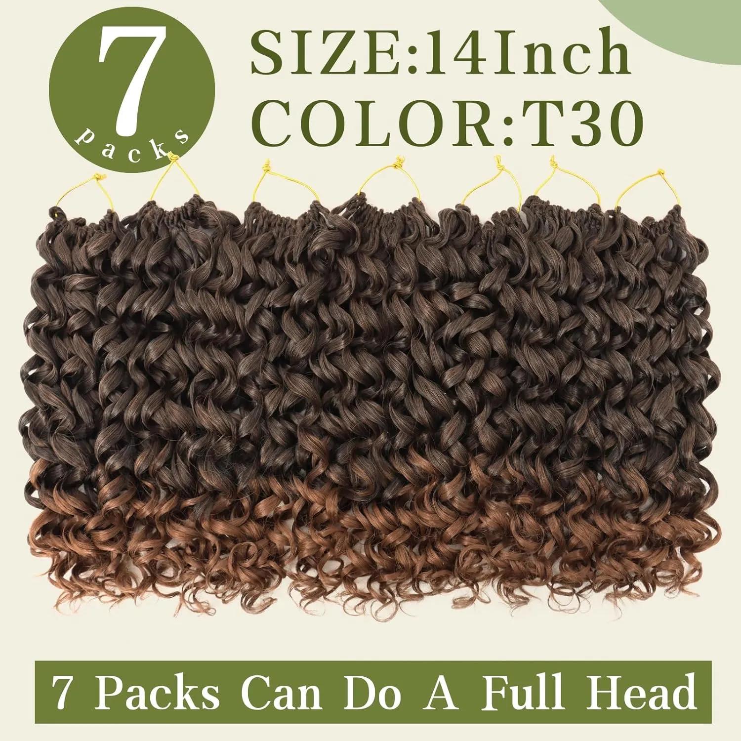 7 Packs Curly Crochet Hair for Black Women 14 Inch GOGO Curl Crochet Hair Deep Ocean Wave Synthetic Bohemian Crochet Braids (14 inch, T30)