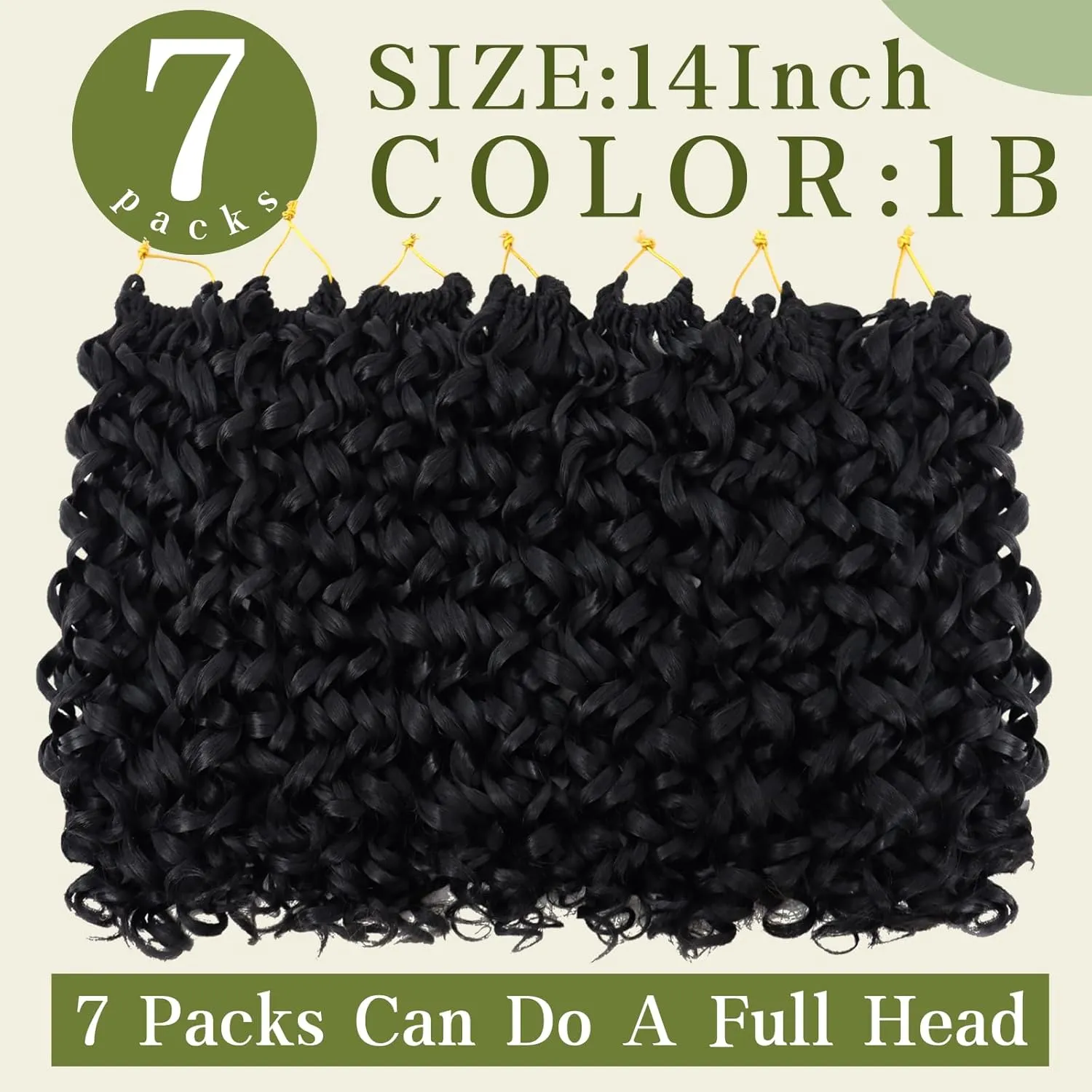 7 Packs Curly Crochet Hair for Black Women, 14 Inch GOGO Curl, Deep Ocean Wave, Synthetic, Bohemian Crochet Braids (14 inch, 1B)