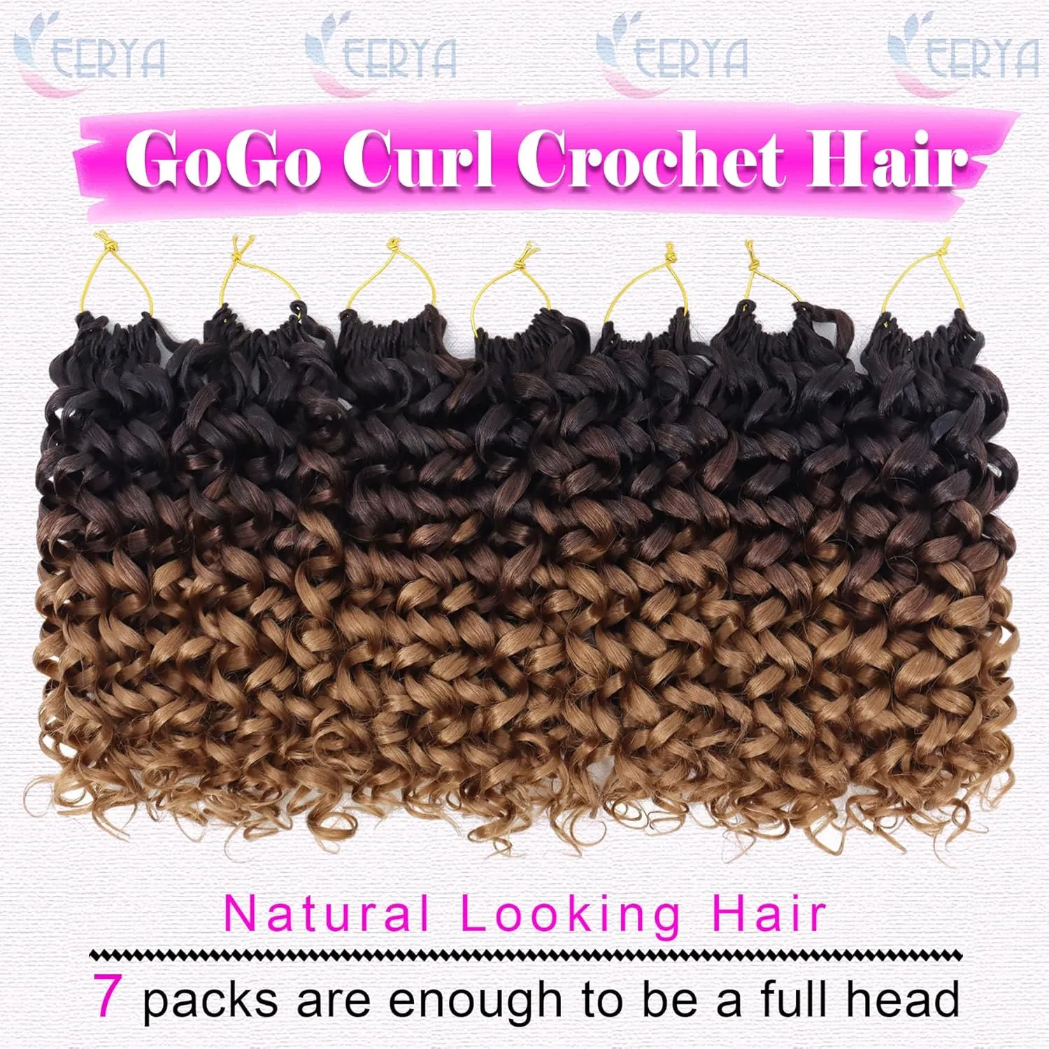 7 Packs GoGo Curl Crochet Hair 10 Inch Short Curly Crochet Hair for Women Water Wave Beach Curl Deep Twist Crochet Braids Synthetic Braiding Hair Extensions (10 Inch, OT4/30)