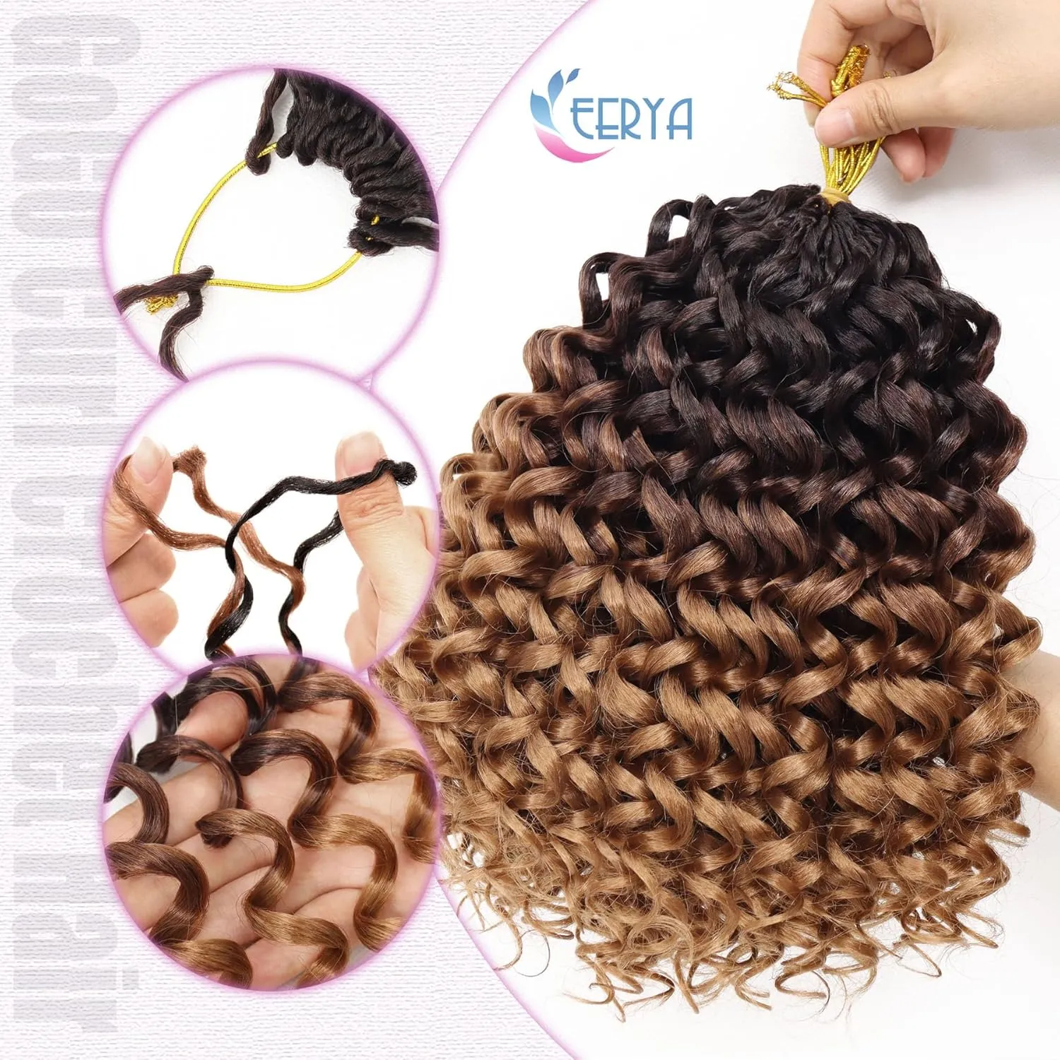 7 Packs GoGo Curl Crochet Hair 10 Inch Short Curly Crochet Hair for Women Water Wave Beach Curl Deep Twist Crochet Braids Synthetic Braiding Hair Extensions (10 Inch, OT4/30)