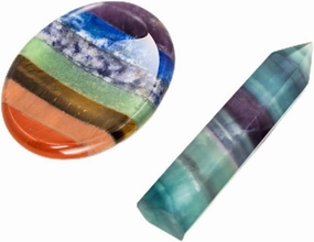 7 Chakra Thumb Stones Healing Crystals Set Natural Hexagonal Crystal Quartz Fluorite Wand Stone Lava Bracelet for Anxiety Relief Meditation Yoga Gift for Women
