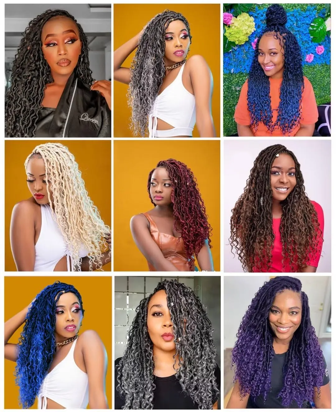 8 Packs Boho Goddess Locs Crochet Hair 18 inch Ombre Burgundy River Locs Crochet Braids with Curly Ends Pre Looped Bohemian Soft Locs Crochet Hair for Black Women(18" 8Packs T1B/BUG#)